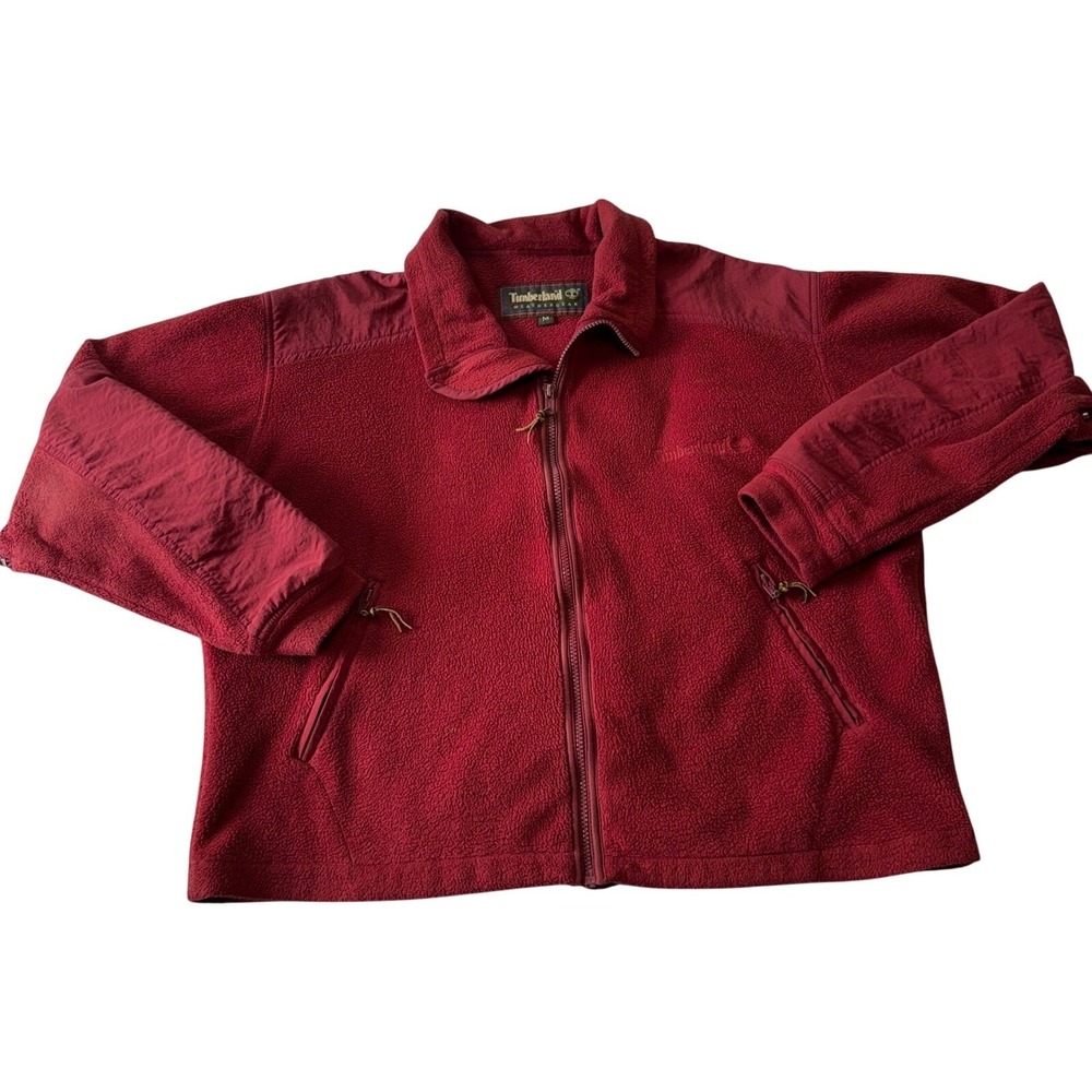 Vintage 90s Timberland Weather Gear Fleece Jacket Gorpcore Red Women's Size M